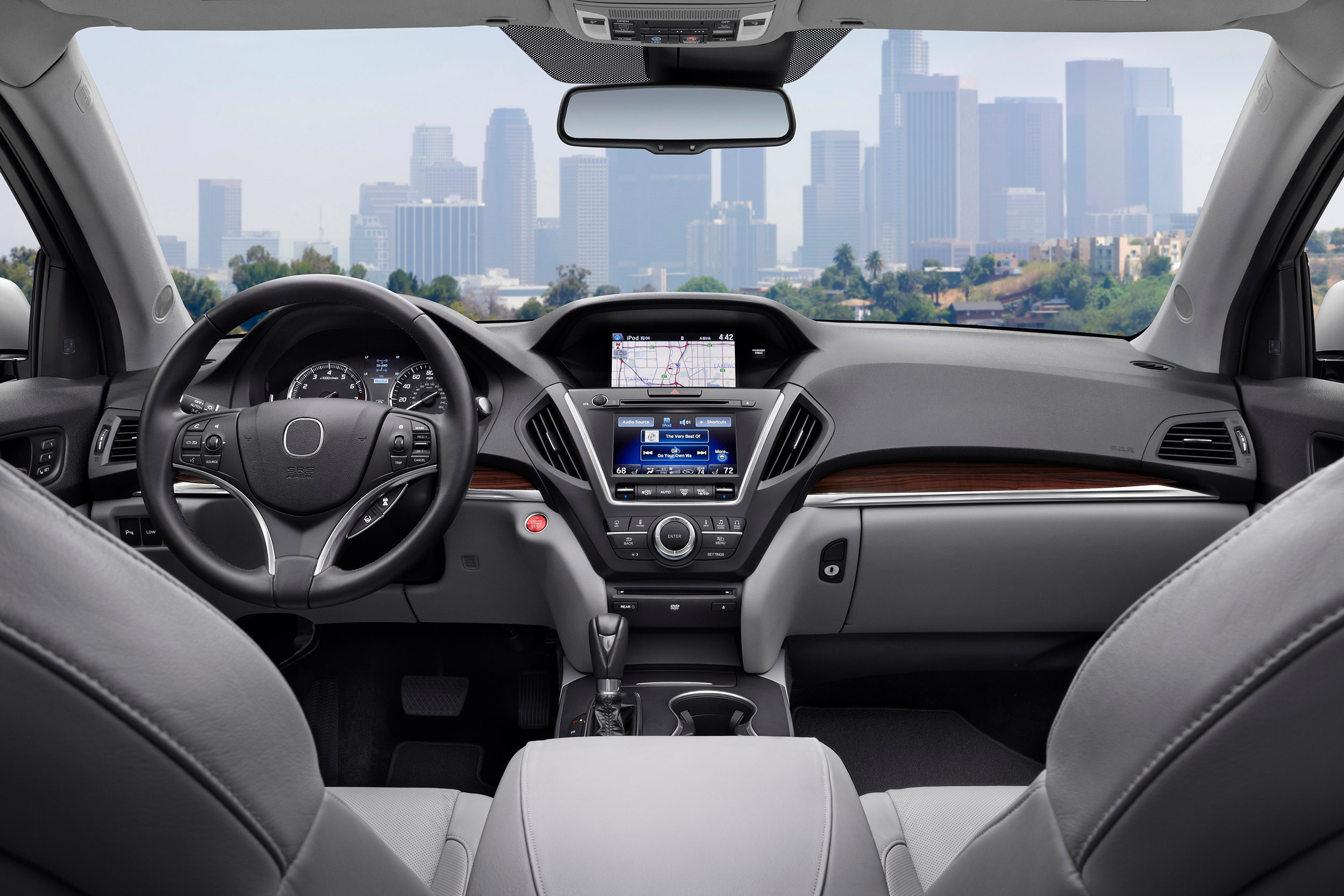 John Early High-End Digital Retouching - Dashboard View of Downtown LA Looking Out of Acura MDX